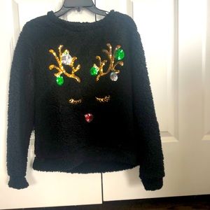 Black sweater for holidays or ugly sweater party